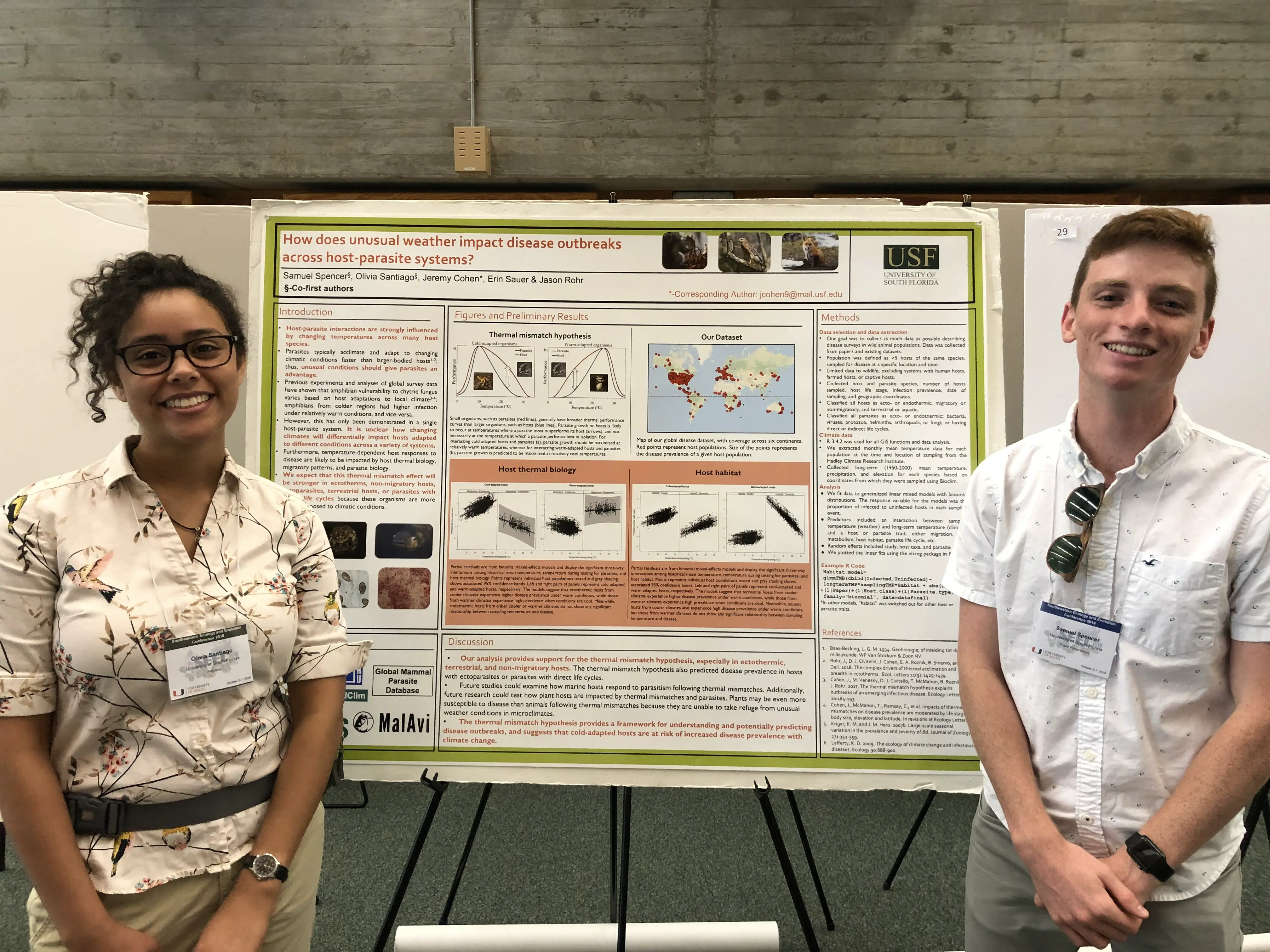 Olivia and I presented the pre-publication research at the Southeastern Ecology and Evolution Conference in 2018